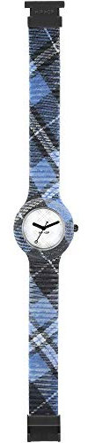 HIP HOP Orologio HWU0379 DONNA TARTAN quadrante CON LOGO BIANCO movimento SOLO TEMPO - 3 LANCETTE QUARZO e CINTURINO SILICONE CON TESSUTO BLU