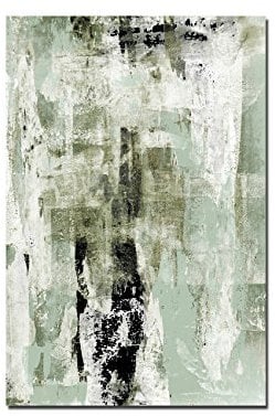 Paul Sinus Art 120x80cm - WANDBILD Malerei Kunstwerk abstrakt beige/grün - Leinwandbild auf Keilrahmen modern stilvoll - Bilder und Dekoration