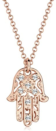 Elli Halskette Damen Hamsa Hand mit Kristalle 925 Silber Rosé vergoldet