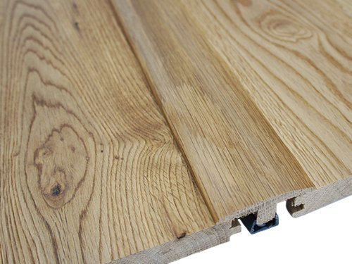 Solid Oak Pre-Finished (Lacquered) 900mm Twin 'T' Moulding/Profile/Cover Strip/Threshold/Door Bar with Plastic Fixing Strip