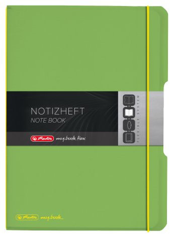 Herlitz 11361458 Notizheft (A4, PP-Wechselcover mit Verschlußgummi, 80g/m²) 80 Blatt, Hellgrün