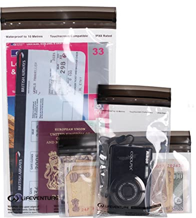Lifeventure DriStore LocTop Wasserdicht Taschen (3er-Pack) wasserdichte Trockentaschen für kleine Gegenstände Handytasche Kajak Militär Segeln Urlaub