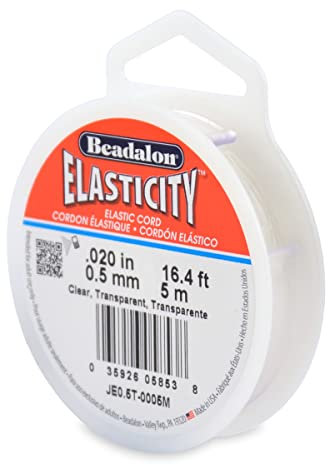 Beadalon Elasticity Dehnschnur, Gummi, farblos, 0.5 mm, 5