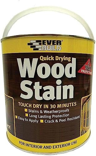 Everbuild Satin Wood Stain – Indoor And Outdoor Use – Weatherproof – UV-Resistant – Quick Drying – Solvent Free – Rose Wood – 2.5 Litre