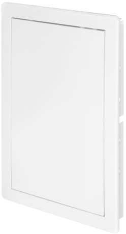 Awenta Puerta de Acceso Plástico 200x300 mm - Placa de Cubierta Blanca para Trampilla de Apertura - Cerradura de Puerta Abatible - Perno de Puerta - Puerta Extraíble - Acabado Liso Pintable