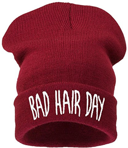 4sold Beanie Mütze Hat Mütze Bad Hair Day Fuckin Problems Comme des Fuckdown.Hit Neu 200 Models (bhd dunkel rot - weiß)
