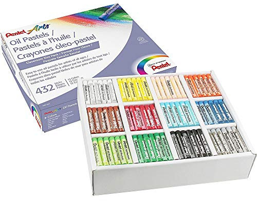 Pentel Boîte de 432 pastels à l'huile Diamètre 8 mm Assortiment de couleurs