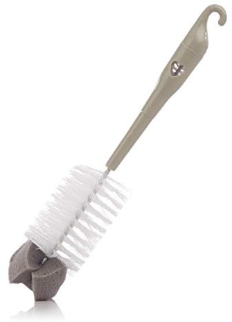 Jané Cepillo Doble Uso con Esponja, para Biberones, Botellines y Chupetes, Higiénico, Blanco