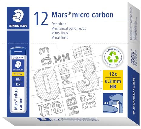 Staedtler Lot de 12 250 03-HB Recharges pour Porte-mine Noir