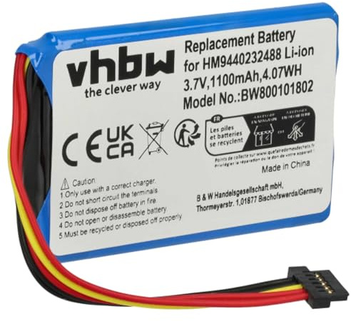 vhbw Akku kompatibel mit Tomtom Go 8CP9.011.10 | 4CP9.002.00, 950, 950 LIVE GPS Navigation Navi (1100 mAh, 3,7 V, Li-Ion)