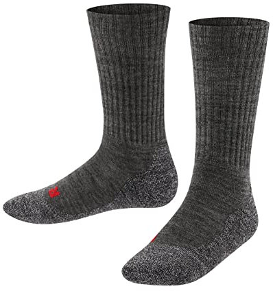 FALKE Unisex Kinder Socken Active Warm K So Wolle Funktionsmaterial dick atmungsaktiv einfarbig 1 Paar, Grau Asphalt Melange 3180, 31-34