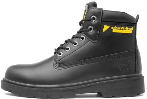 EarthWorks Safety - EarthWorks Hammer Mens Lace Up Black Safety Boot - Size 6 UK - Black
