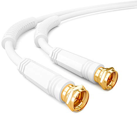 HB-DIGITAL 3,5 m SAT TV Antennenkabel Koaxial Kabel HDTV 8K 4K Anschlusskabel + Radio Mantelstromfilter Vergoldete Metallstecker - Weiss