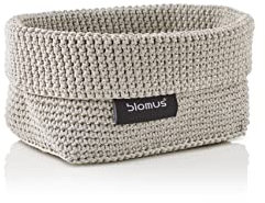blomus -TELA- Häkelkorb M aus Kunstfaser, Sand, Korb für Aufbewahrung, hochwertige Verarbeitung, exklusive Optik, ideal für Handtücher, Kosmetik etc. (H / B / T: 9 x 10 x 15 cm, Sand, 68883)
