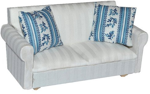 alles-meine.de GmbH Miniatur Sofa/Couch mit 2 Kissen - für Puppenstube Maßstab 1:12 - Puppenhaus Puppenhausmöbel/Sessel Wohnzimmer Klein - erste Wohnung