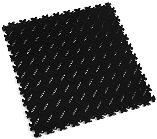 Fortelock PVC Vinyl Bodenfliese | PVC Fliesen Garage | Garagenboden | Werkstattboden | Industry Diamant (Hohe Belastbarkeit) 2010 (Schwarz)