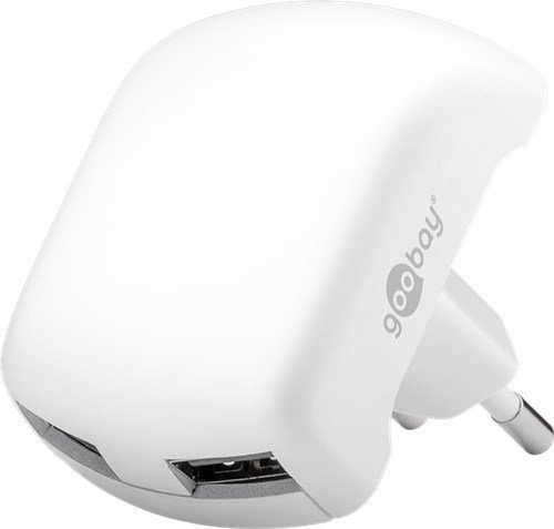 goobay Dual USB-Ladegerät 2,1A; TRA USB 2xUSB 2,1A 90° Weiss ID PL