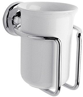 Milano Elizabeth Traditional Wall Mounted Bathroom Ceramic Toothbrush Tumbler Chrome Holder