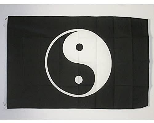 AZ FLAG - Flagge Yin Und Yang - 150x90 cm - Taiji Fahne 100% Polyester mit Messing-Ösen - 110g