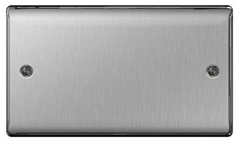 BG Nexus NBS Range Brushed Steel Switches & Sockets - Full Range of Matching Items (2 Gang Blank Plate)