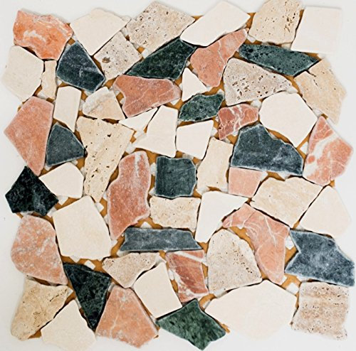 Mosaik Bruch/Ciot mix Random Marmor Naturstein Küche, Mosaikstein Format: 15-69x8 mm, Bogengröße: 305x305 mm, 10 Bögen