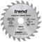 Trend Wood Circular Saw Blade, 130mm Diameter, 20mm Bore, 24 Teeth, 2.4mm Kerf, +15° Hook, TCT, Medium Finish, CSB/13024