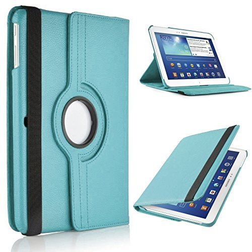 360 Leather Rotate Case Stand Folio Cover For Samsung Galaxy Tab 4 10.1 T530 T535 (Blue)
