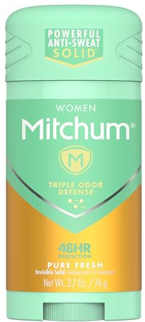 Mitchum Women Triple Odor Defense Invisible Solid Antiperspirant Deodorant, Pure Fresh, 2.7 oz