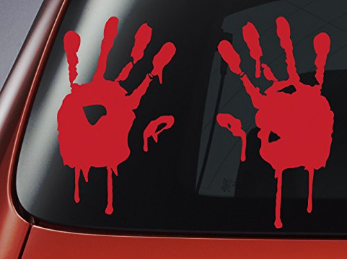 LEVEL 33© Blood Hand Prints - Red Vinyl Decal - Car, Window, Wall, Laptop Sticker