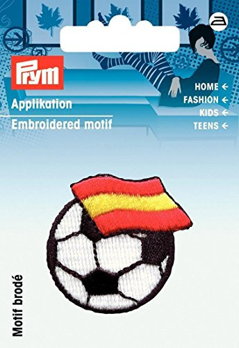 Prym Fußball mit Spanien Flagge Bügelbild Aufnäher Motiv Mischgewebe, Polyester, Schwarz/Weiß