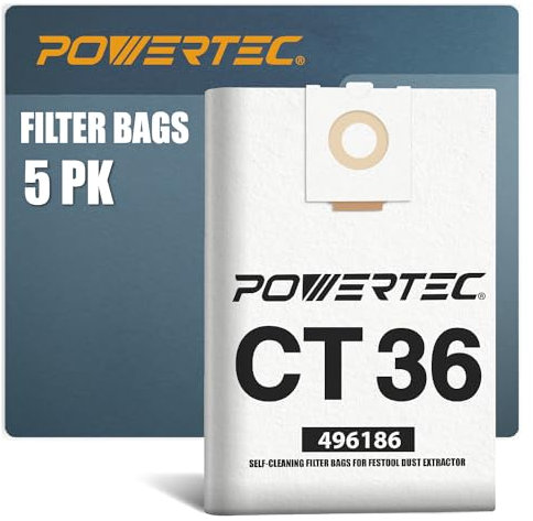 POWERTEC Sacchetto filtro autopulente per Festool (confezione da 5), 75038