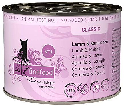 catz finefood N° 11 Lamm & Kaninchen Feinkost Katzenfutter nass, verfeinert mit Cranberries & Karotte, 6 x 200g Dosen