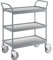 kaiserkraft | Servierwagen | Ladefläche 670 x 380 mm | Tragfähigkeit 75 kg | 3 Etagen | 4 Lenkrollen | Davon 2 mit Doppelstopp