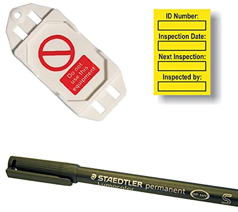 Harness Inspection Tagging Kit, Yellow, 20 Tag Holders, 40 Inserts & 1 Pen