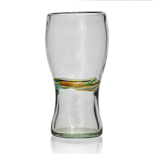 Tumia LAC Handgemachtes Bierglas - recyceltes Glas – Verschiedenfarbiger Streifen - Einzelnes Glas