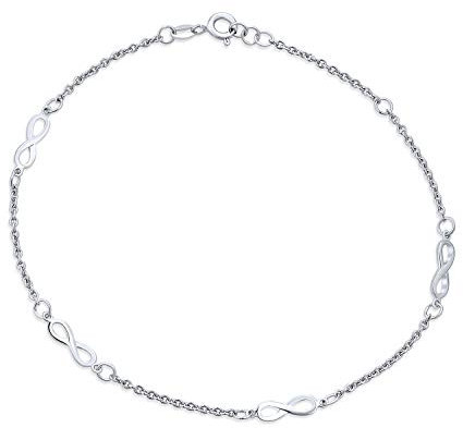 Bling Jewelry Multi Unendlichkeit Liebesknoten Fußkettchen Fußkettchen Armband Für Frauen Ketten .925 Sterlingsilber Einstellbar 9 Bis 10 Zoll Mit Extender