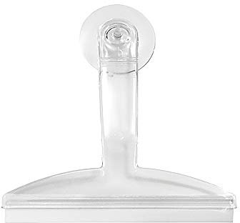 iDesign raclette douche, petite raclette vitre en plastique pour douches, miroirs, fenêtres ou carrelages, raclette essuie-glace à fixer avec ventouse, transparent