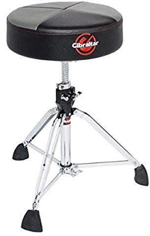 Gibraltar Drum Stool, Drum Stool 9000 Series Quad Round Top, 9608RQPGB (Diameter: 35cm, Vinyl Seat, Super Lock, Tripod Position, 'Super Foot' Rubber Feet), Black/Grey