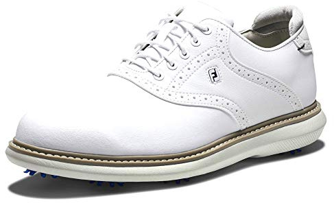 FootJoy Men's Traditions Golf Shoe, White/White, 14 Wide