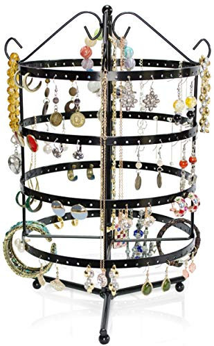 LAUBLUST Schmuckständer im Karussell Design - ca.35x27x27cm, Schwarz - Dekorativer Metall Schmuck-Halter 4 Etagen & Drehbare Schmuck-Räder | Schmuck-Aufbewahrung | Ohrring-Ständer | Ketten-Halter