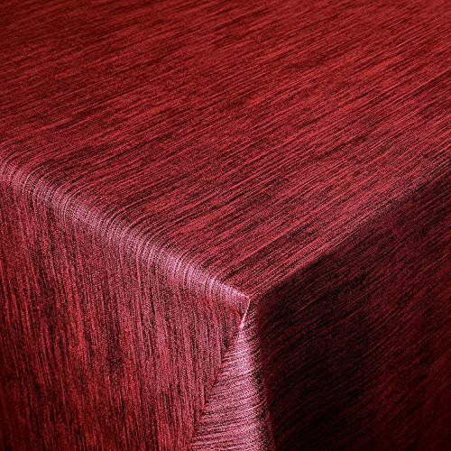 Wachstuch Robuste Leinen Prägung Pro Rot Breite & Länge wählbar - Größe ECKIG 100 x 140 BZW. 140x100 cm cm abwaschbare Tischdecke Gartentischdecke