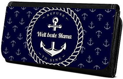 Geldbörse mit Namen Welt Beste Mama - Design Anker - Brieftasche, Geldbeutel, Portemonnaie, personalisiert für Damen und Herren