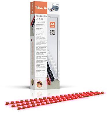 Peach Plastikbinderücken A4 - 6mm - 25 Blatt - 100 Stück - rot - PB406-03