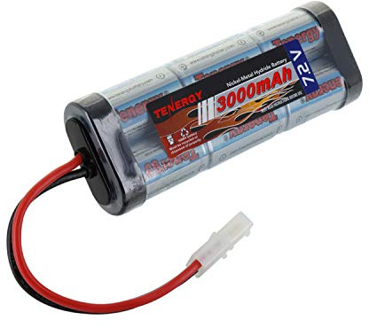 Tenergy 7.2V Battery Pack High Capacity 6-Cell 3000mAh NiMH Flat Battery Pack, Replacement Hobby Battery for RC Car, RC Truck, RC Tank, RC Boat with Standard Tamiya Connector