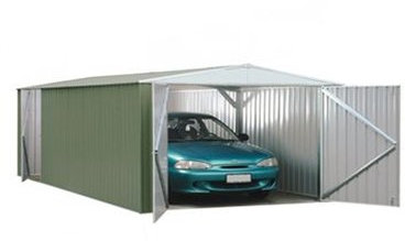 Utility Workshop 3m x 6m Metal Shed Pale Eucalyptus, garage, garden shed, storage, metal store with double doors from Buttercup Farm