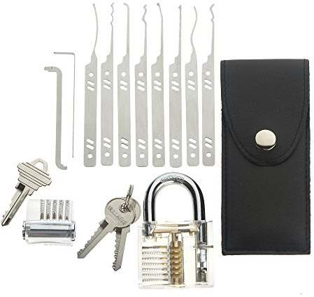 Lokko Laser Lock Pick Set with 2 Training Padlocks for Beginners and Professionals and How to Learn to Lockpick Guide (13 Piece)