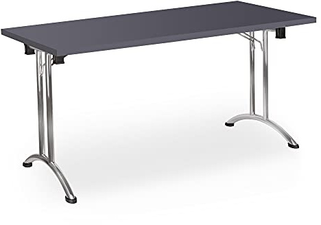 Eigentlich Klapptisch Schreibtisch, stapelbar, 160x80cm, Anthrazit | Konfernztisch Besprechungstisch Kantinentisch Verkaufstisch, Tischplatte melaminharzbeschichtet, Stahlgestell verchromt