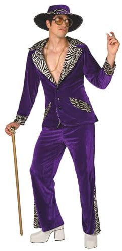 Costume da pappone, da uomo, in velluto, per addio al celibato - Viola - di più (117/122 cm petto)