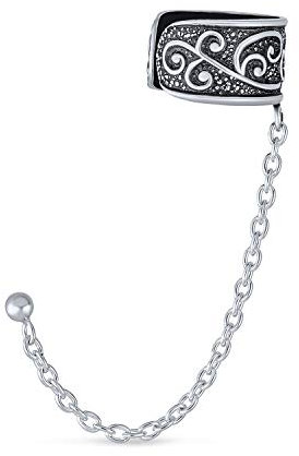 Bali Boho Stil Ranken Ketten Knorpel Ohrmanschette Stecker Ohrringe Für Männer Und Frauen Oxidiertes .925 Sterlingsilber