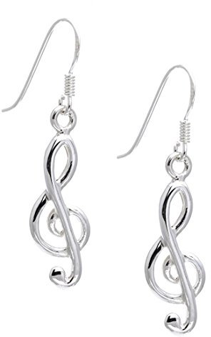 Silverly Frauen 925 Sterling Silber Violinschlüssel, Note, baumeln Ohrringe